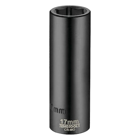 Teng Tools 17MM 1/2 Inch Drive ANSI 6 Point Metric Deep Chrome Molybdenum Impact Socket 920617AN